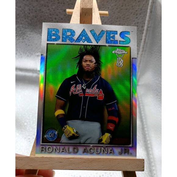 Ronald Acuna Jr 2021 Topps Chrome BEN BALLER 1986 Retro Refractor Atlanta Braves - Picture 3 of 5